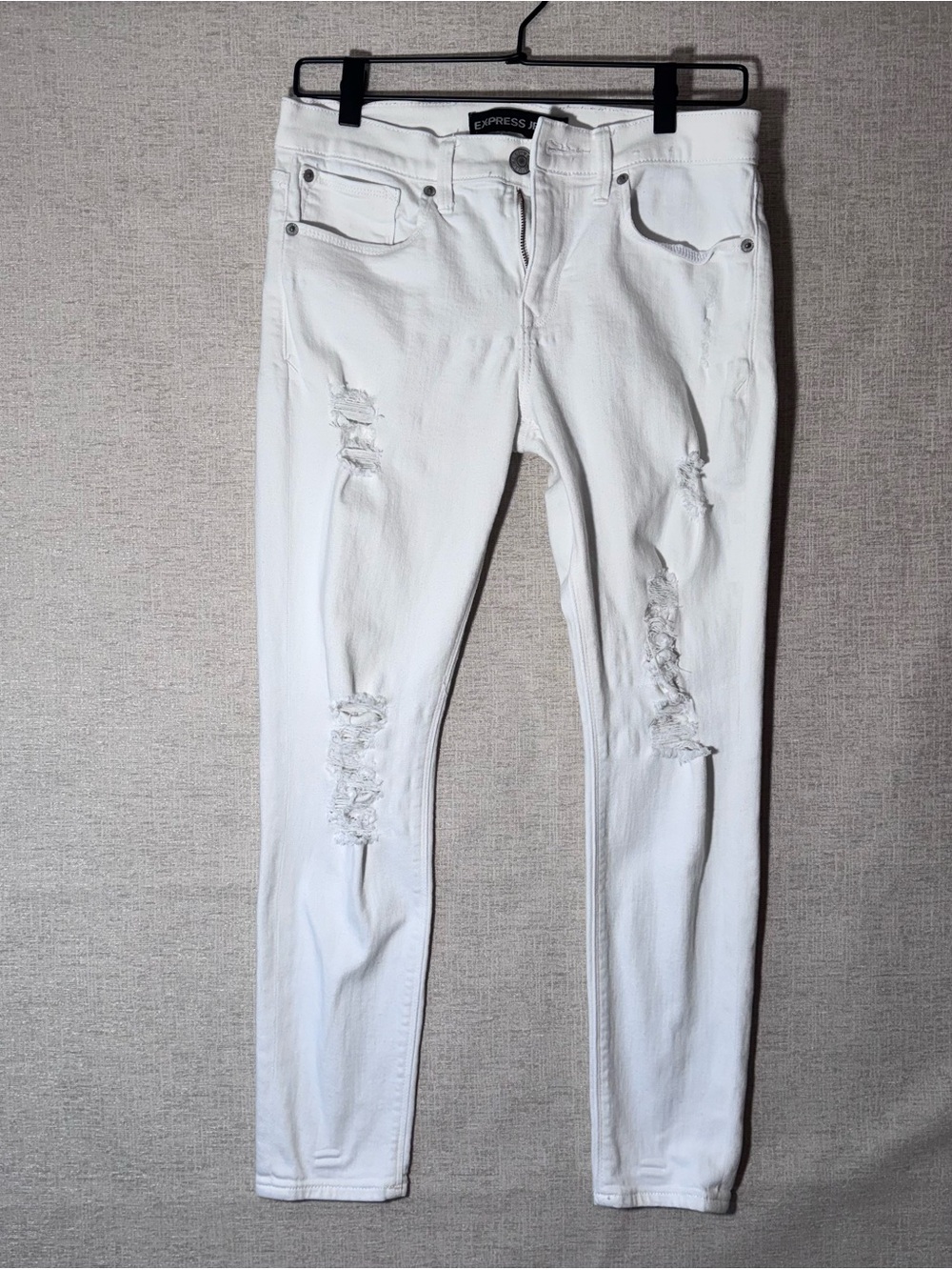 Express White Ripped Skinny Jeans for Women